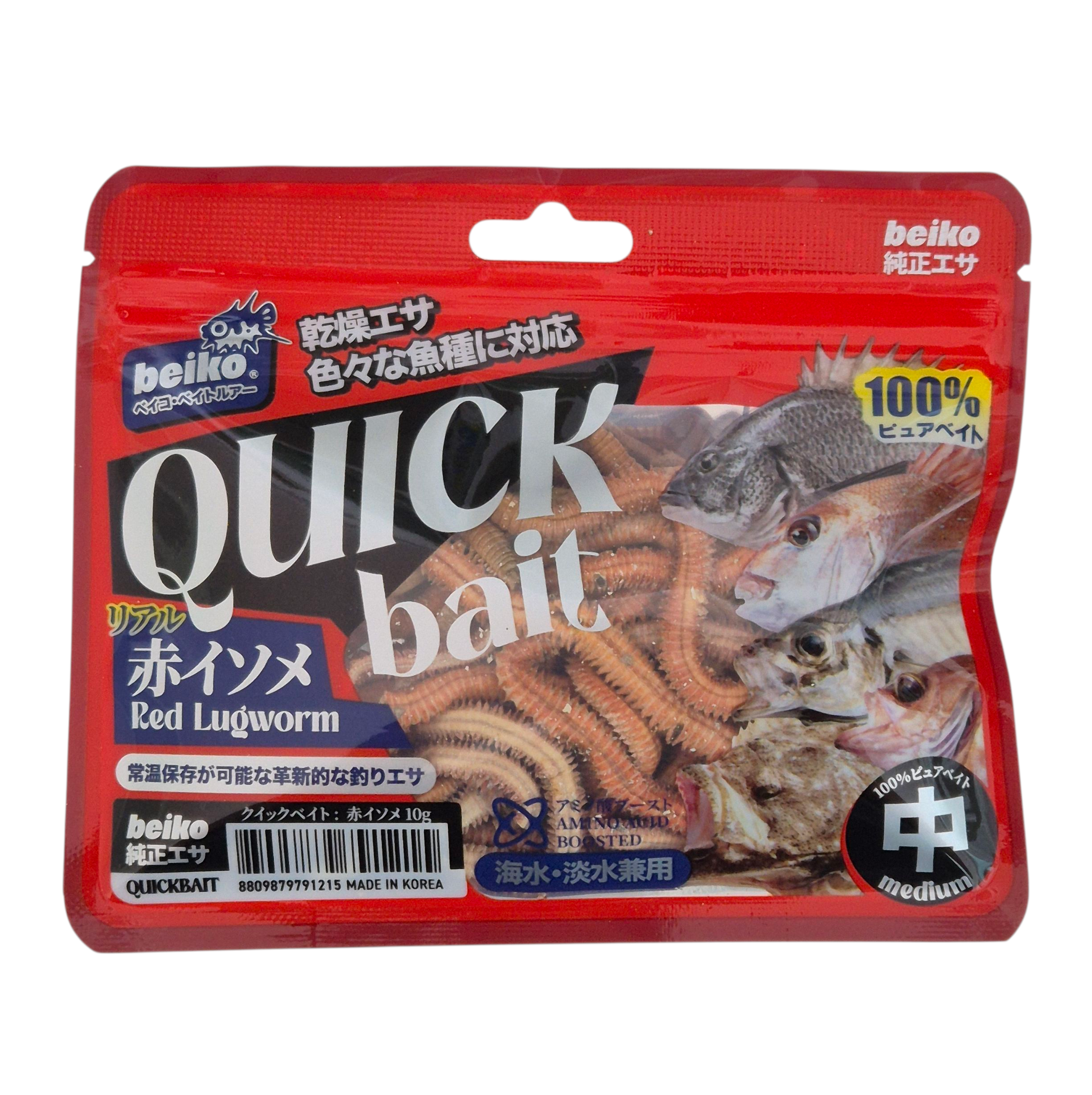 クイックベイト 乾燥赤イソメ 10g入りのパッケージ写真
